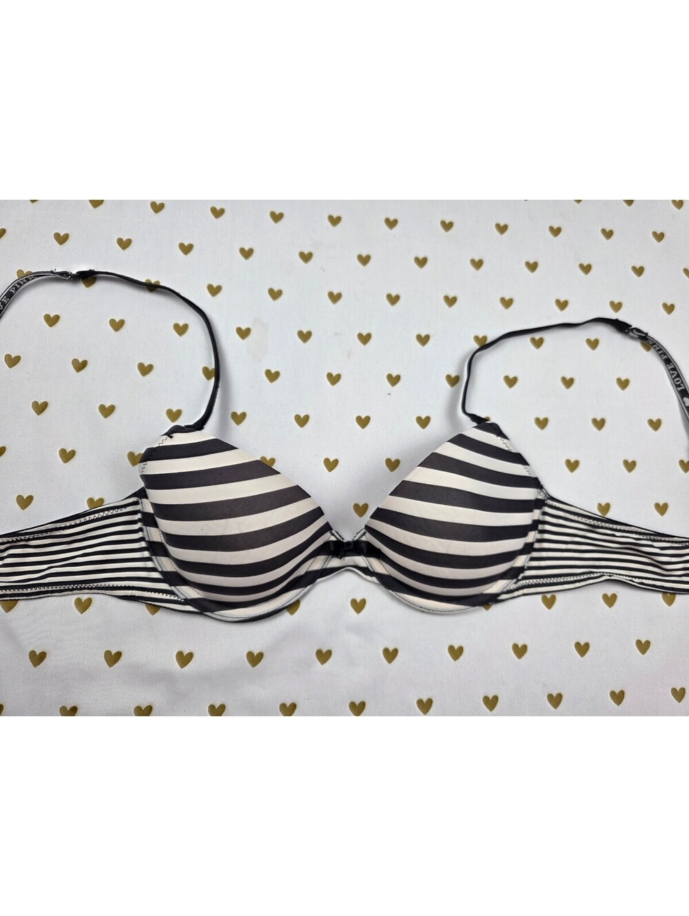 Victorias Secret Striped Vintage PINK T Shirt Bra 34A
